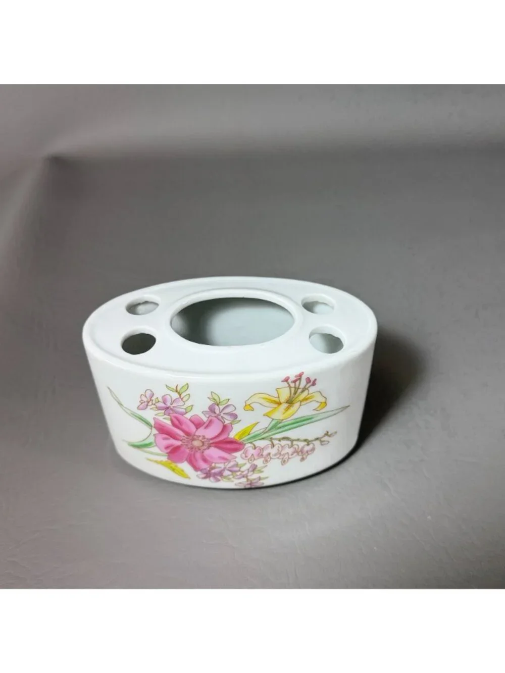 Vintage Japan Floral Ceramic Toothbrush Holder Retro Bathroom Toothpaste Cup